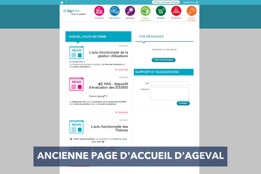 Ancienne page d'accueil d'AGEVAL